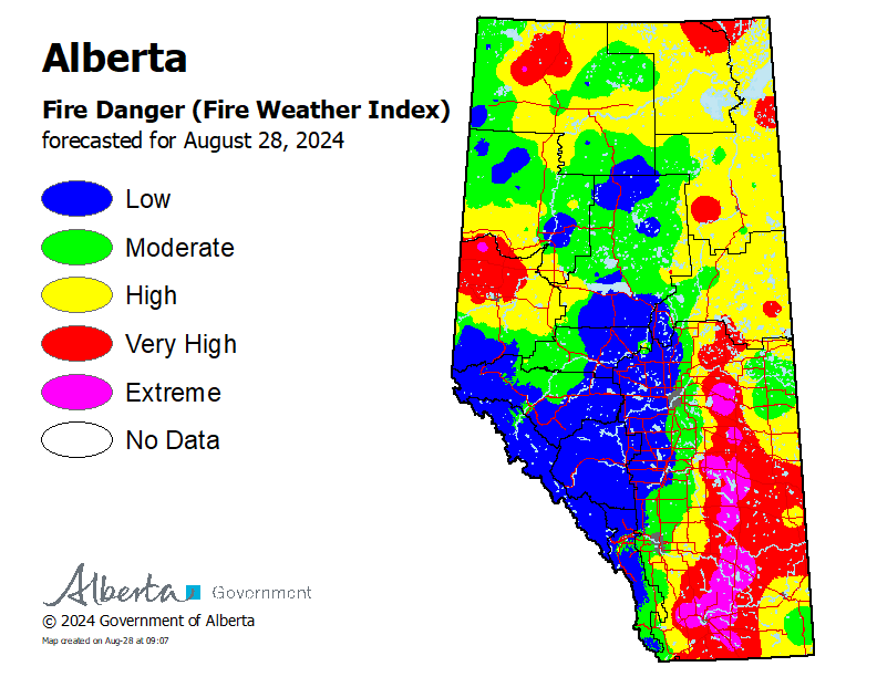 Fire danger map - Aug 28 2024