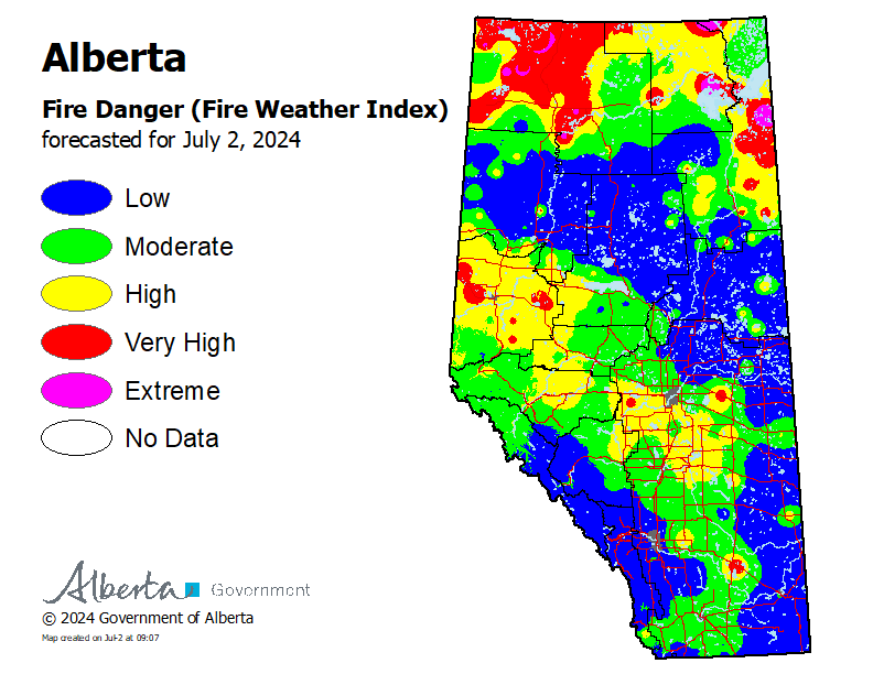 Fire danger map - July 2, 2024