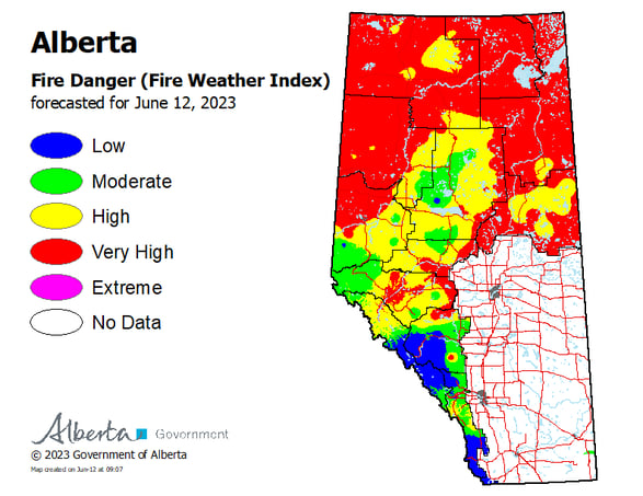 Fire danger map - June 12 2023