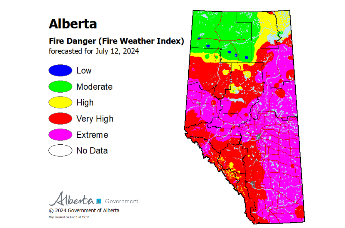 July 12 fire danger map