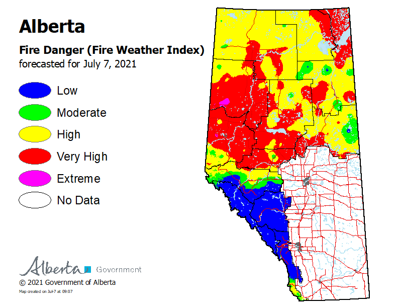 wildfire danger actual july 7th