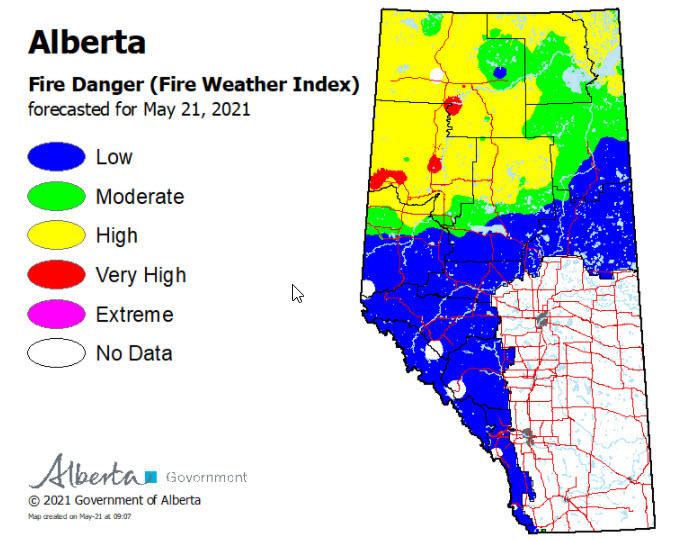 wildfire danger map may 21