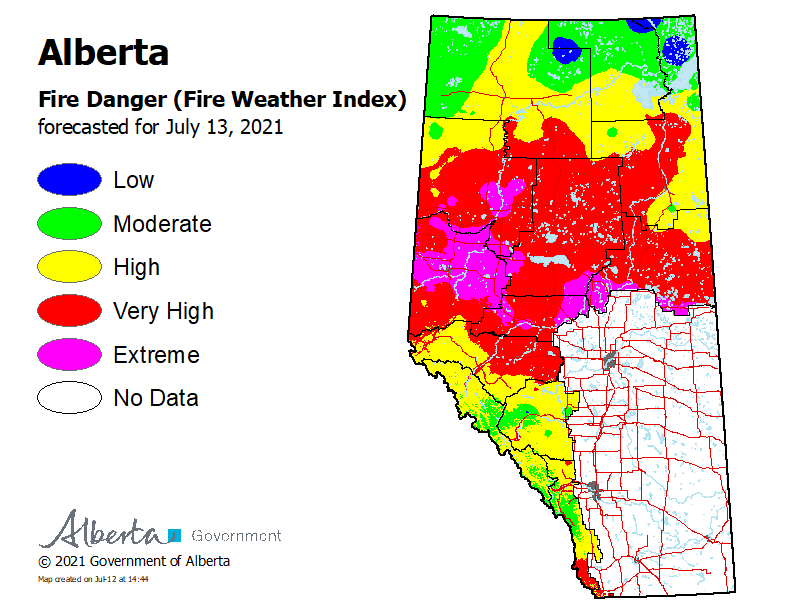 Whitecourt Forest Area Wildfire Update - July 13, 2021